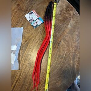 5 black to red dreadlock extensions 24”